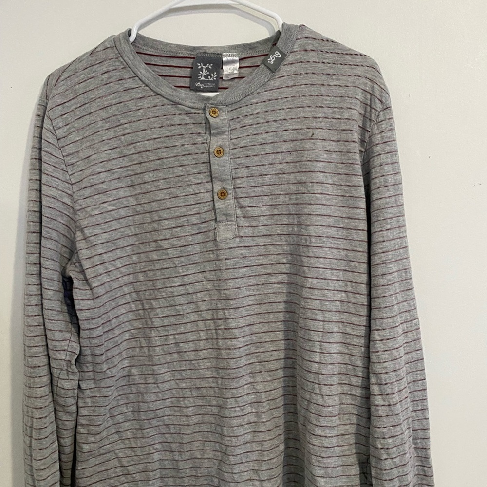 Gray Striped Men's Henley Shirt